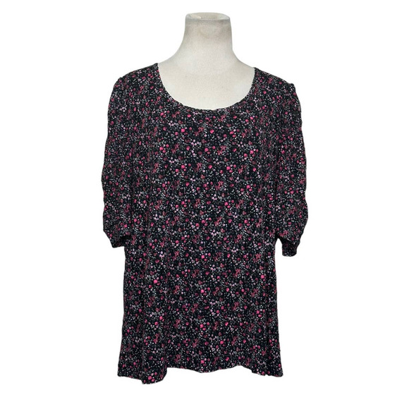 INC back red floral short sleeves tunic top size 2X - Picture 1 of 8